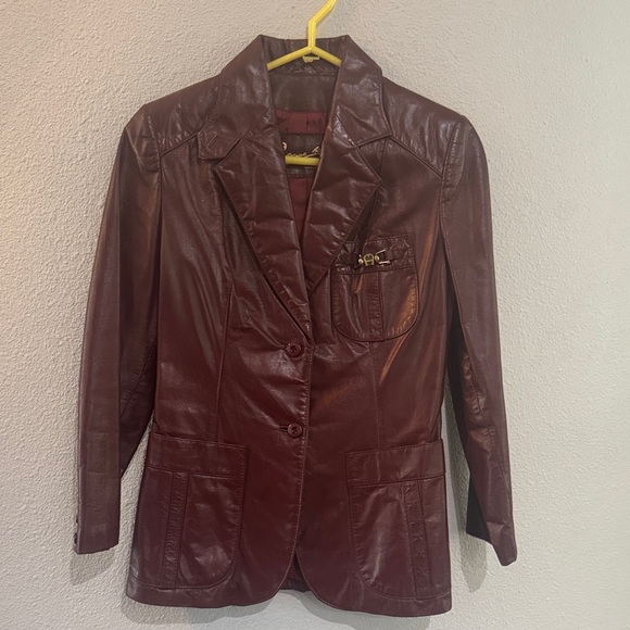 Etienne Aigner Jackets & Blazers - Vintage Etienne Aigner Deep Red Leather Jacket